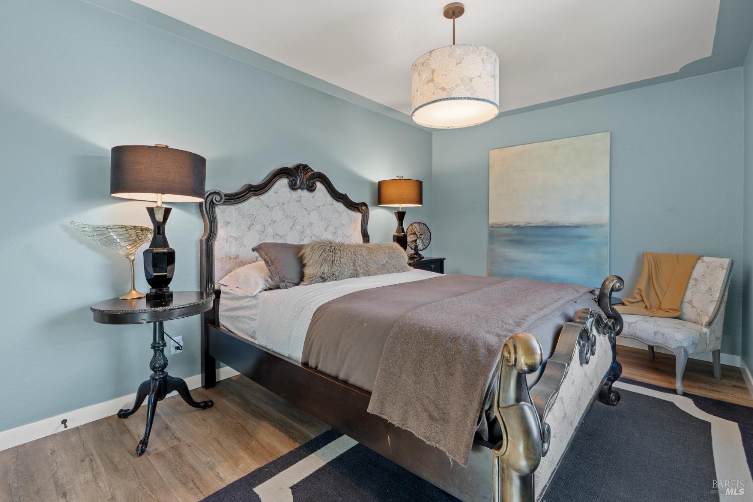 8633 Lancaster Drive Rohnert Park, CA 94928 - Photo 15 of 67 Upstairs primary-bedroom with designer paint details and customized lighting.