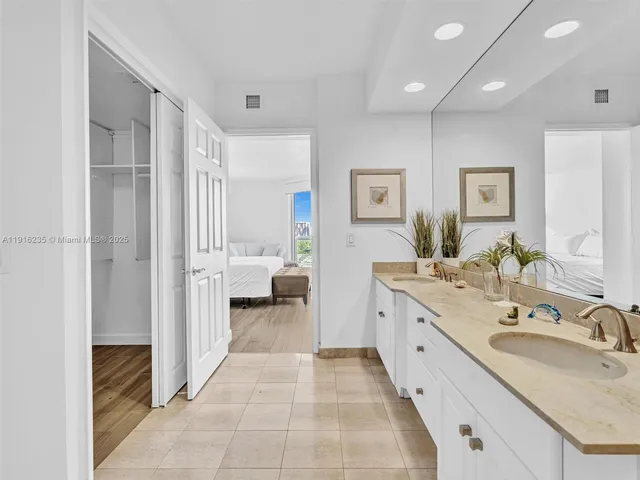 a view of balcony with wooden floor