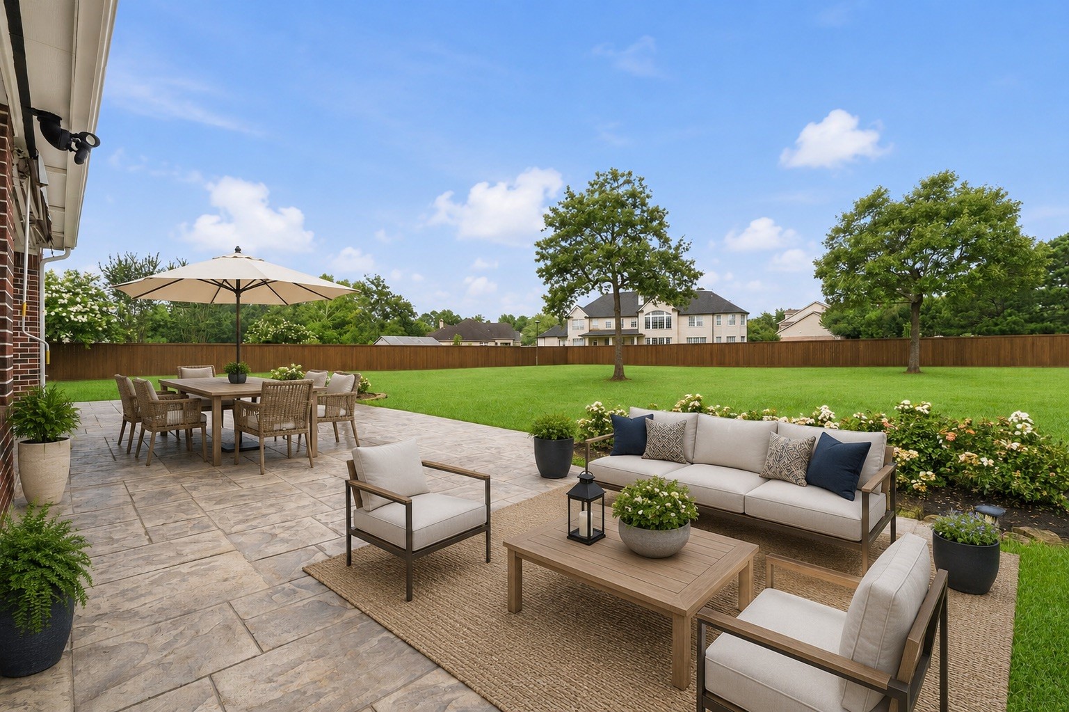 2716 Silverstone Way Conroe, TX 77304 - Photo 22 of 27 Huge patio offers plenty of space for hosting and enjoying the sprawling back yard. Virtually staged.