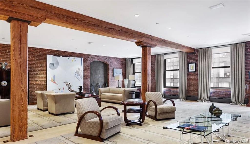 500 Greenwich Street, Unit 401 Manhattan, NY 10013 - Photo 5 of 22 a living room with furniture and floor to ceiling window