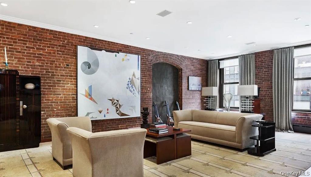 500 Greenwich Street, Unit 401 Manhattan, NY 10013 - Photo 6 of 22 a living room with furniture and large windows