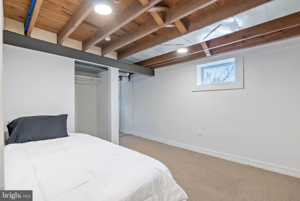a bedroom with a large bed