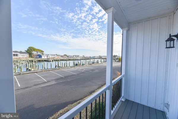 a view of a balcony with city view