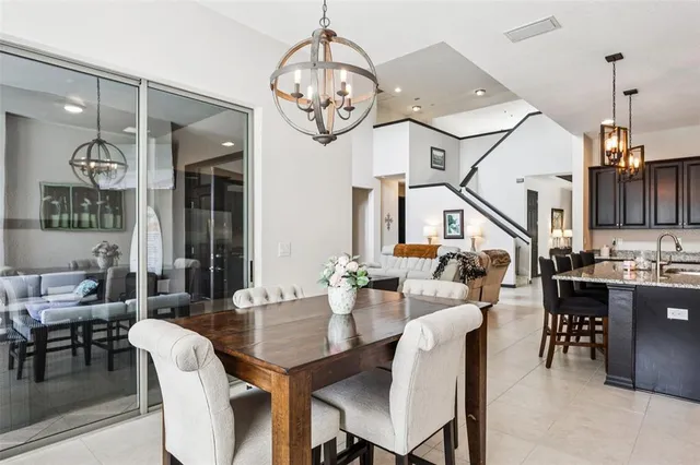 a view of a hallway with seating area
