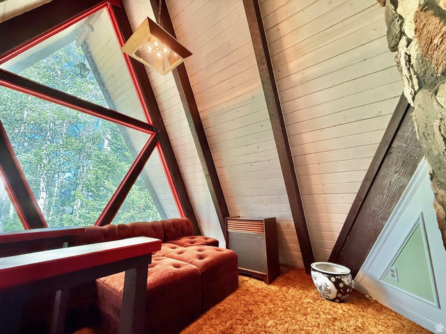 12498 East Wilderness Road Brighton, UT 84121 - Photo 36 of 40 Architectural window wall with red framing and geometric panes