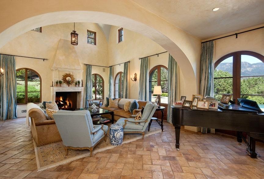 285 Gould Lane Montecito, CA 93108 - Photo 6 of 13 a living room with fireplace furniture and a large window