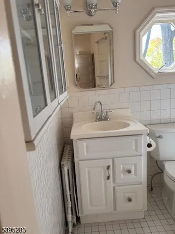 a bathroom with a sink a toilet and mirror