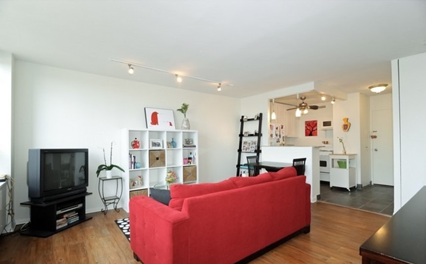Undisclosed Address Chicago, IL 60610 - Photo 3 of 8 a living room with furniture flat screen tv and wooden floor