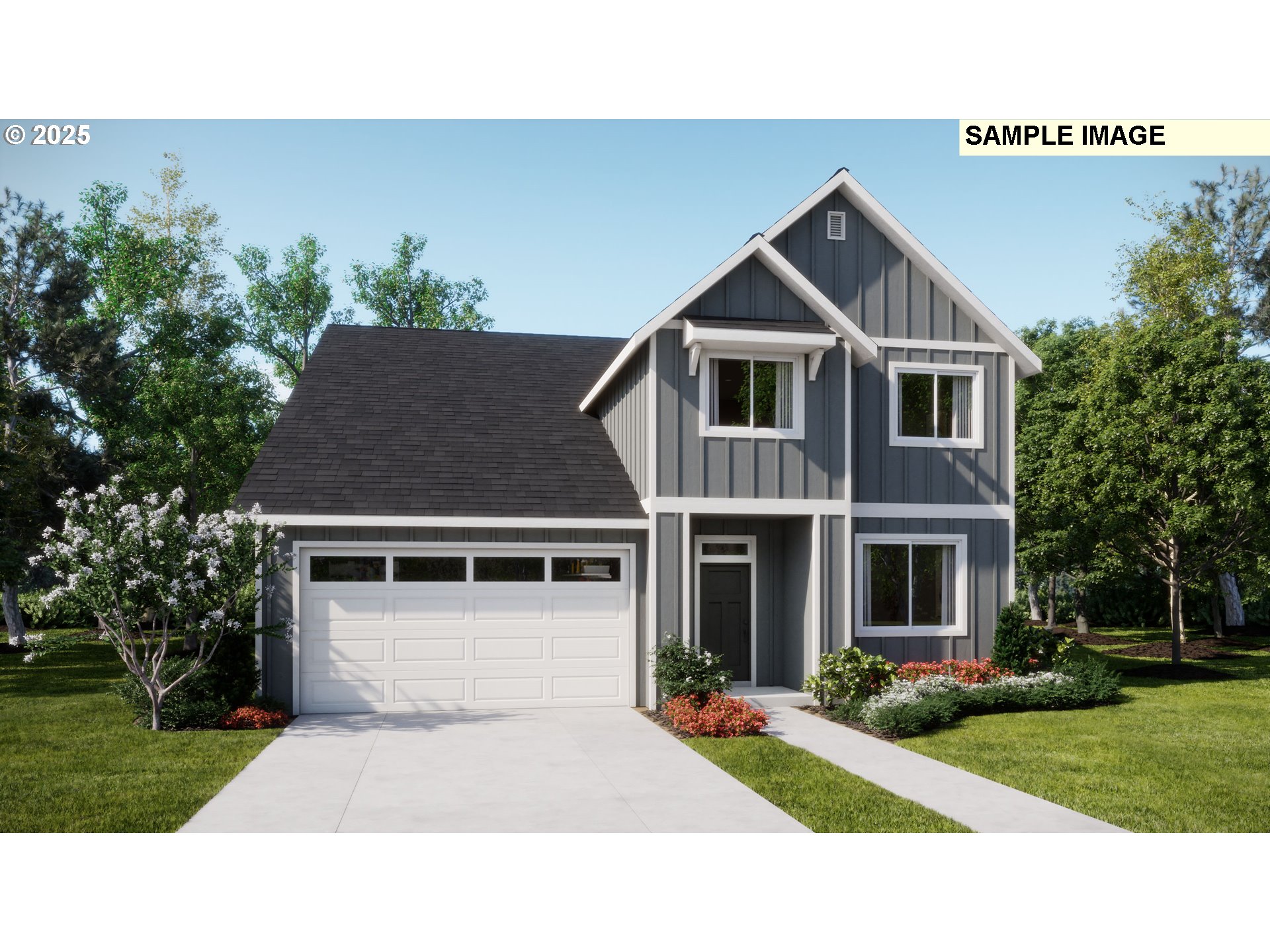 a house view with a garden space