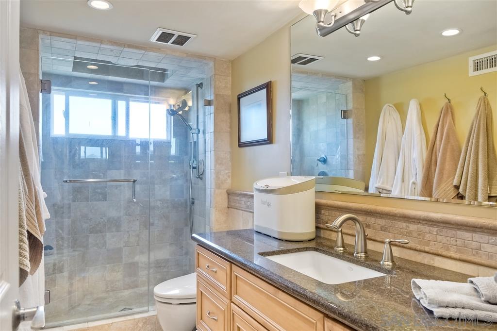 3622 Garner Place Encinitas, CA 92024 - Photo 22 of 25 a spacious bathroom with a granite countertop sink toilet and shower