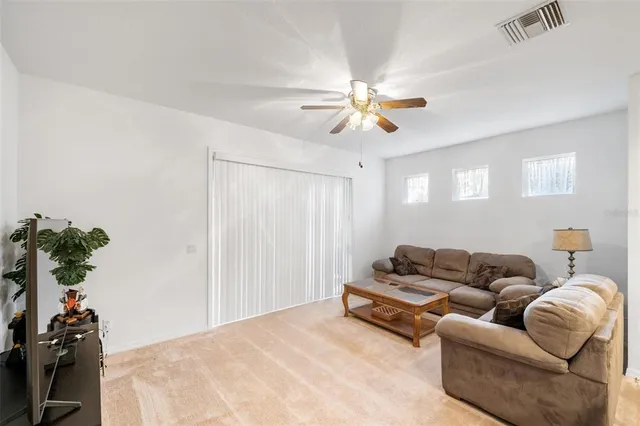a living room with furniture flowerpot and a chandelier