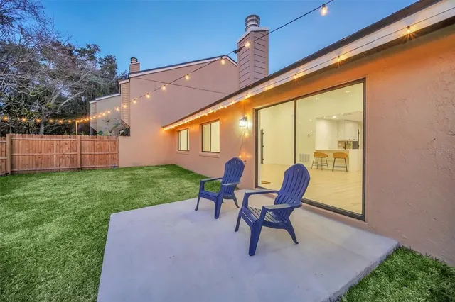 a building outdoor space with seating space and garden