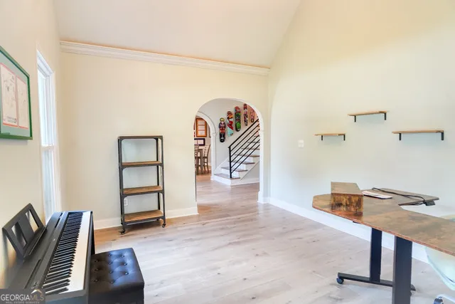 a view of livingroom with furniture and wooden floor
