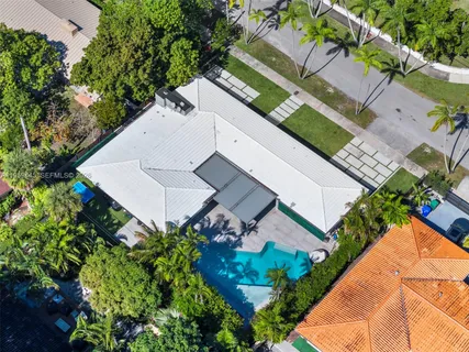 an aerial view of a house