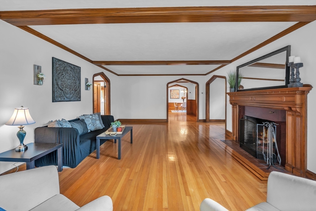493 Salisbury Street Worcester, MA 01609 - Photo 9 of 42 a living room with furniture and a fireplace