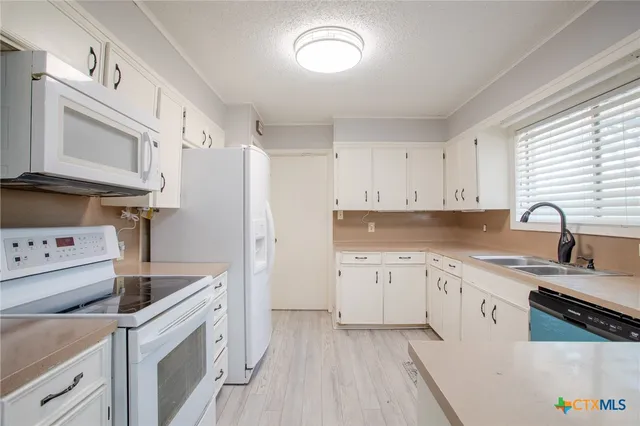 a kitchen with a sink a stove and refrigerator