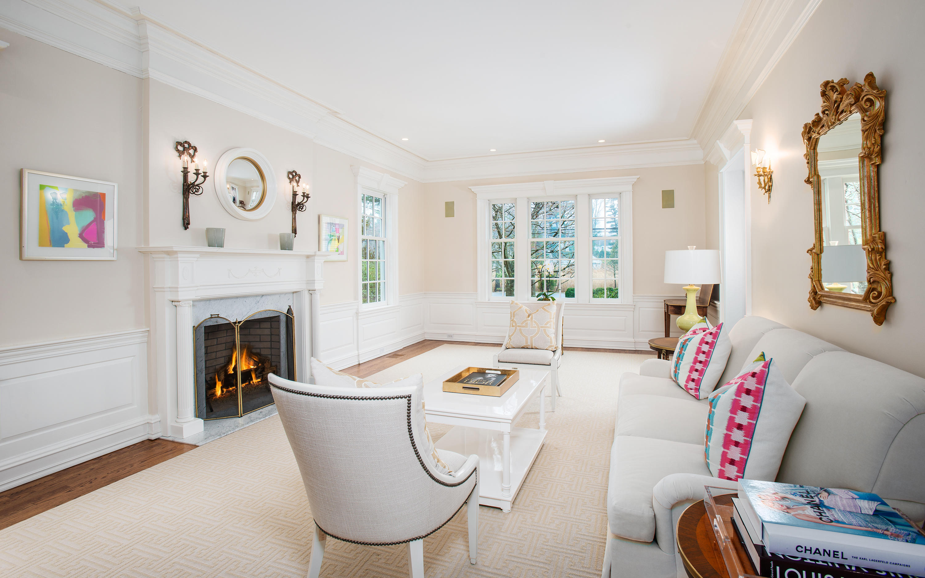 17 Searles Road Darien, CT 06820 - Photo 7 of 36 a living room with furniture a window and a fireplace