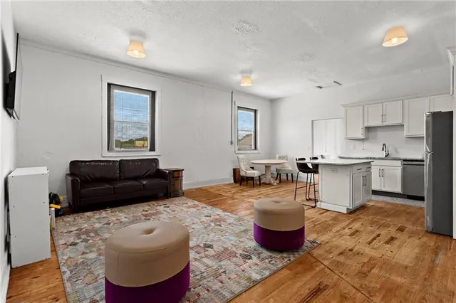 a living room with furniture and a couch