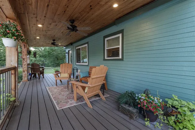 a outdoor space with a seating space