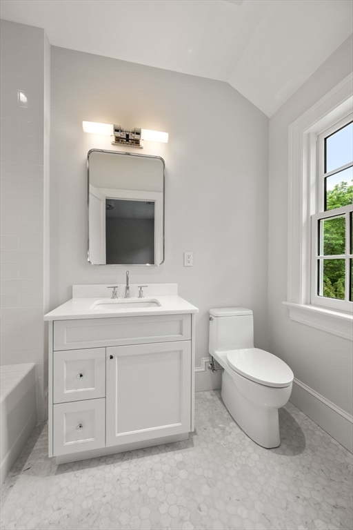 61 Heath Street Brookline, MA 02467 - Photo 35 of 40 a bathroom with a sink toilet and a mirror
