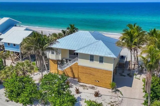 an aerial view of a house