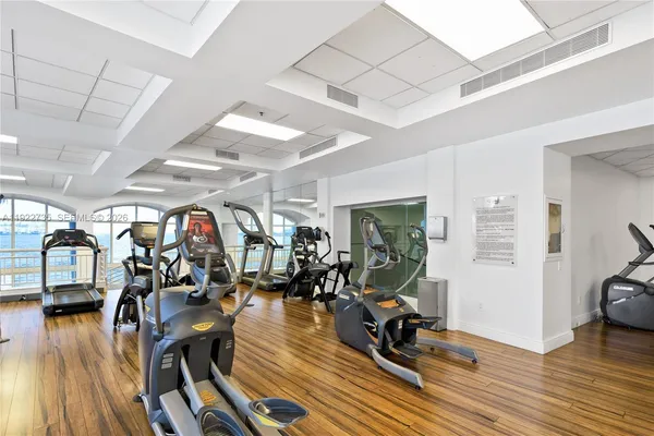 a view of a room with gym equipment