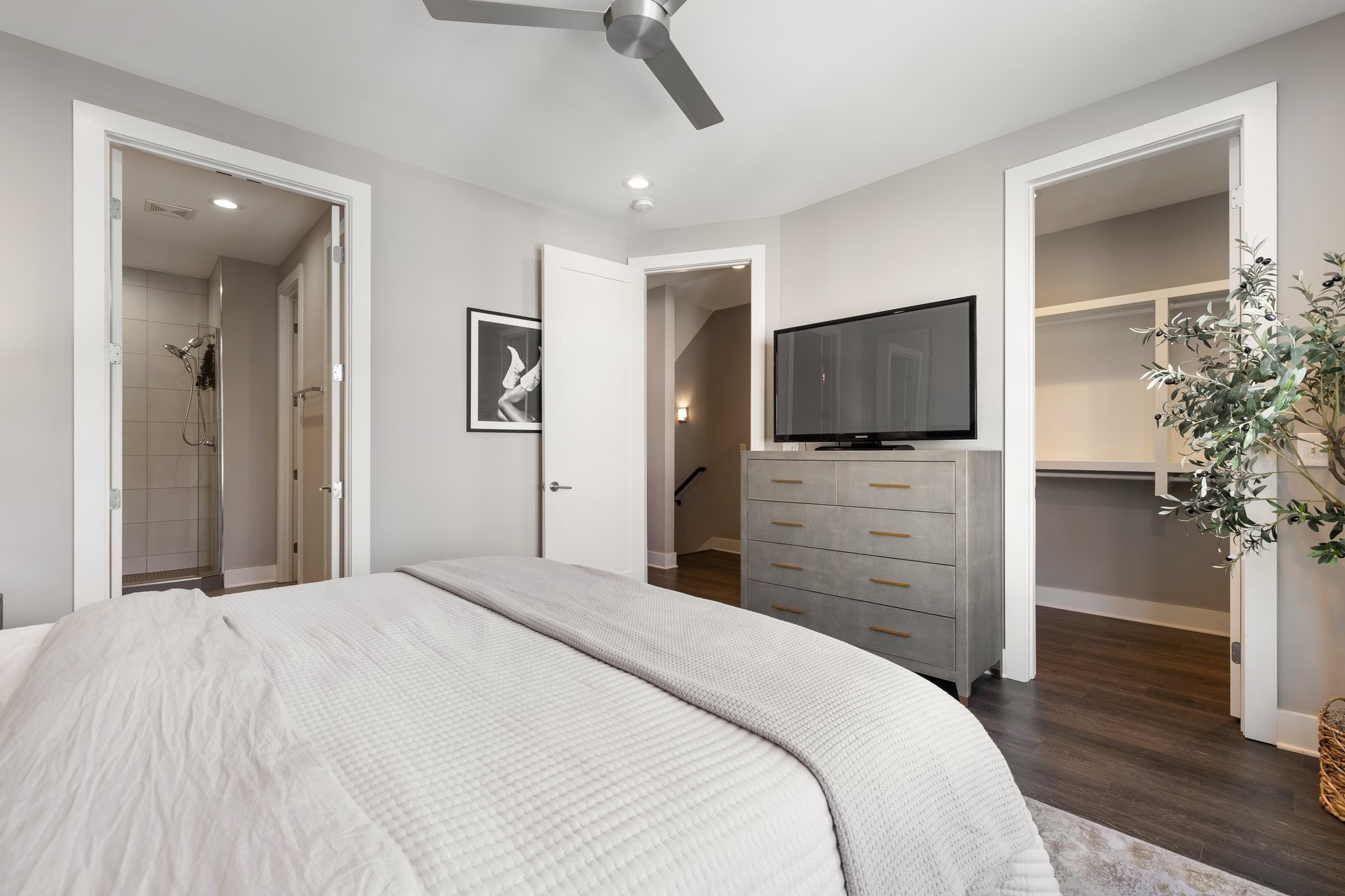 1300 Lischey Avenue, Unit 2 Nashville, TN 37207 - Photo 24 of 55 a bedroom with a bed and a flat screen tv