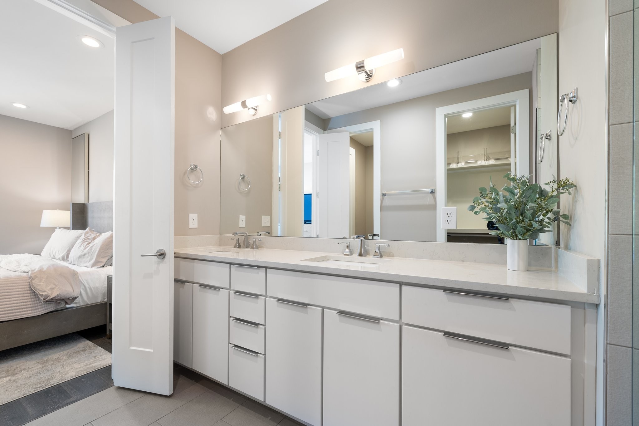 1300 Lischey Avenue, Unit 2 Nashville, TN 37207 - Photo 26 of 55 a en suite bathroom with a double vanity sink and mirror