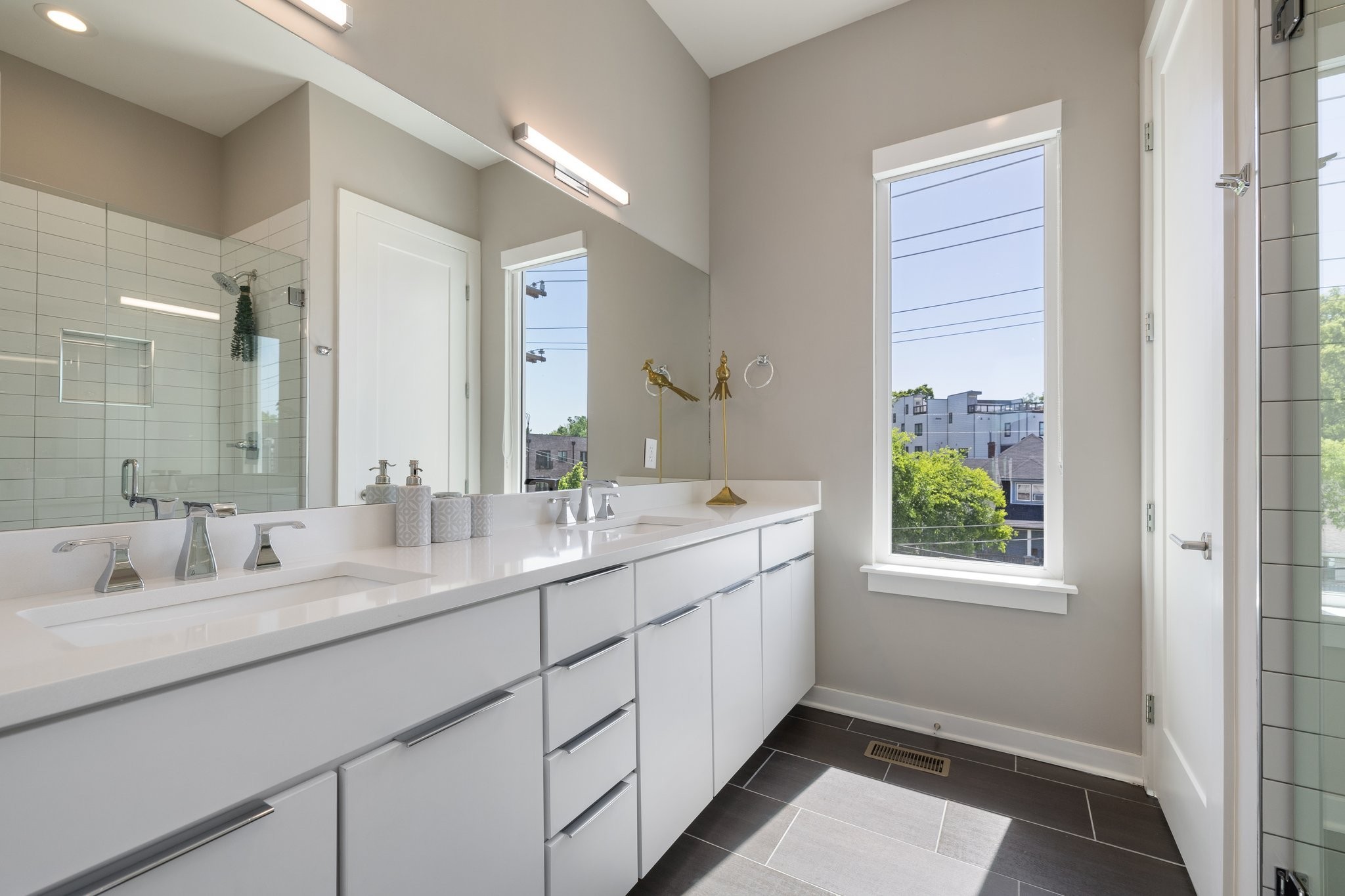 1300 Lischey Avenue, Unit 2 Nashville, TN 37207 - Photo 43 of 55 a bathroom with a double vanity sink and a mirror