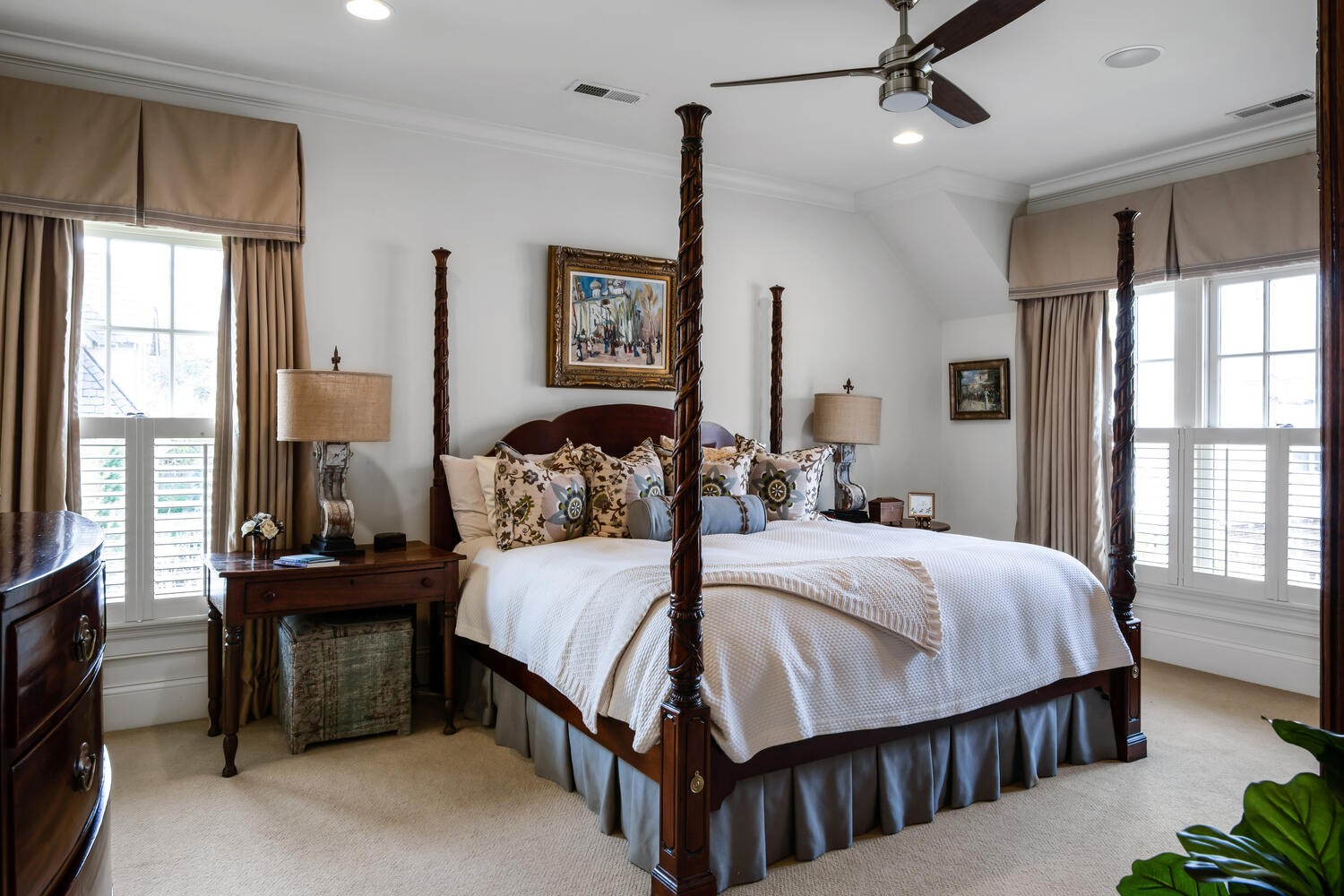 4018 Valley Road Nashville, TN 37205 - Photo 22 of 39 a bedroom with a bed a chandelier and a window