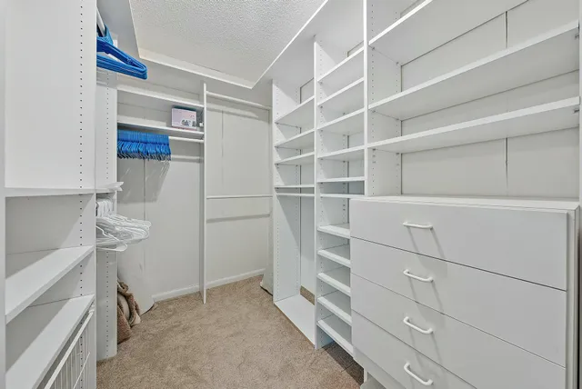 a view of an empty walk in closet