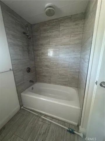 a bathroom with a bathtub