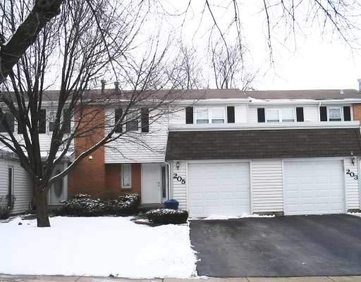 205 Monroe Road, Unit 205 Bolingbrook, IL 60440 - Photo 1 of 1 a front view of a house with a yard covered in snow