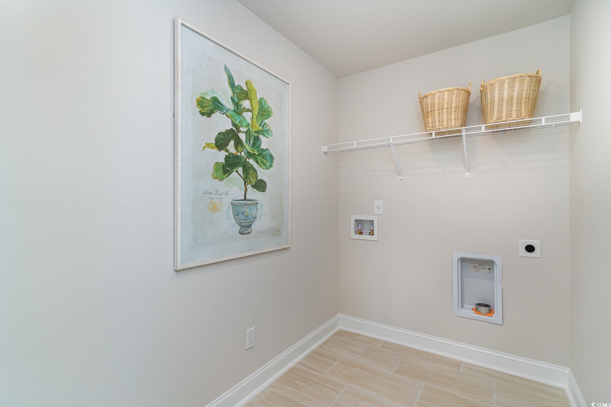 534 Haven View Way Murrells Inlet, SC 29576 - Photo 22 of 32 Clothes washing area with washer hookup, laundry area, baseboards, and hookup for an electric dryer