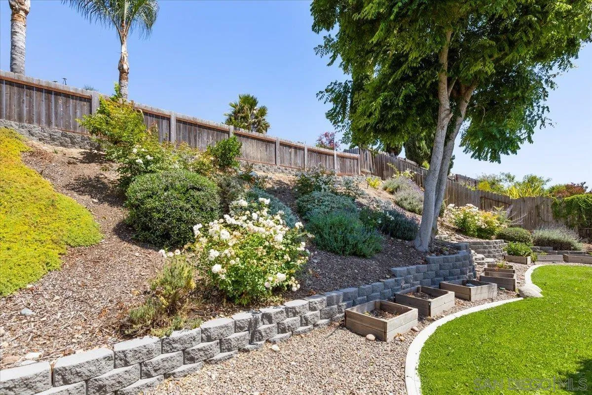 12243 Buckskin Trail Poway, CA 92064 - Photo 25 of 41 a view of a backyard with plants and a garden