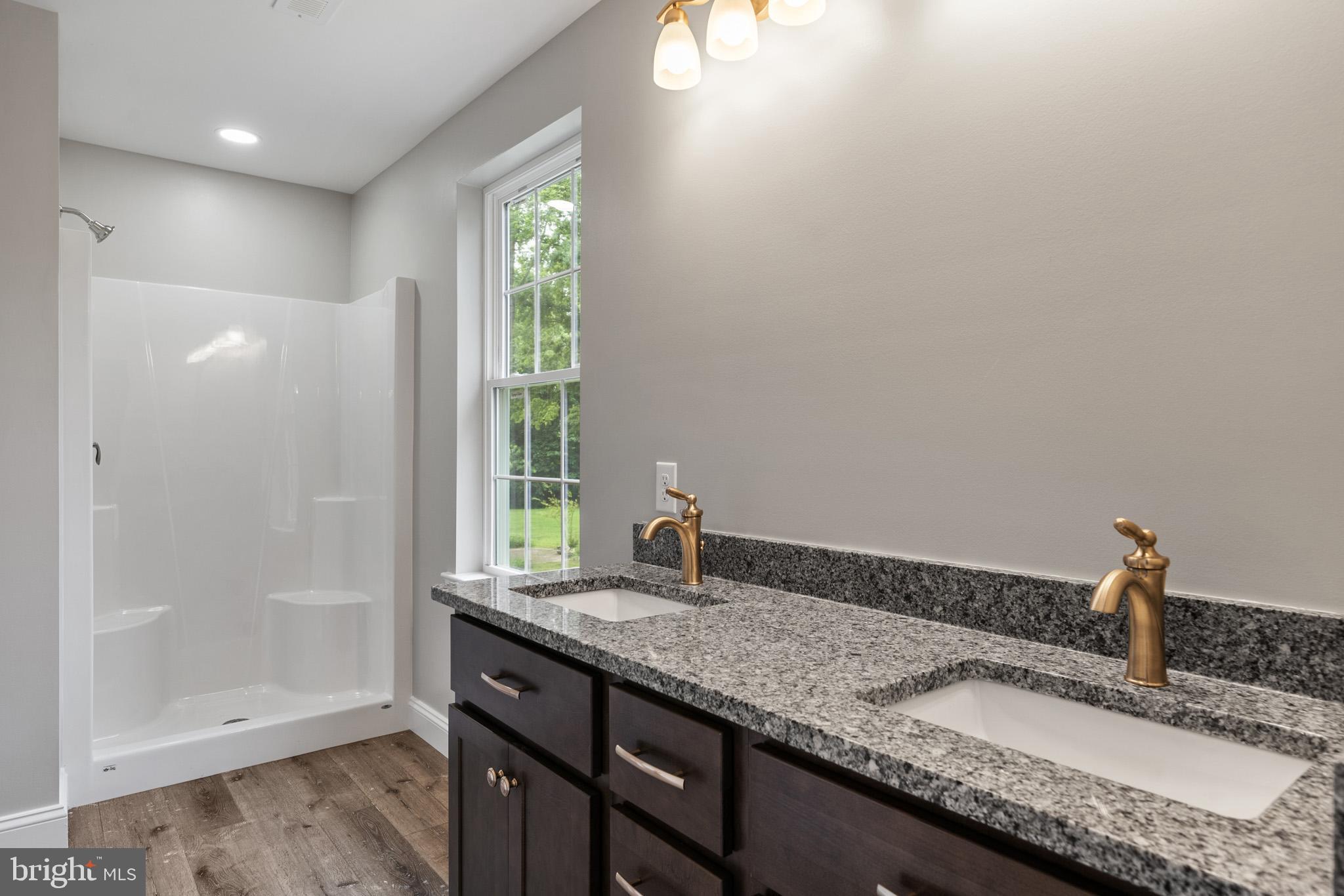 24215 Thistle Place Chaptico, MD 20621 - Photo 23 of 40 a bathroom with a granite countertop sink and a mirror