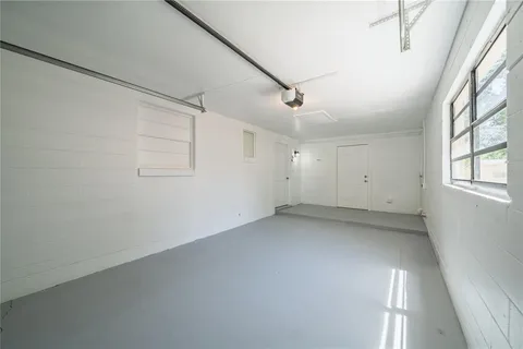 a view of a room that has a window in it