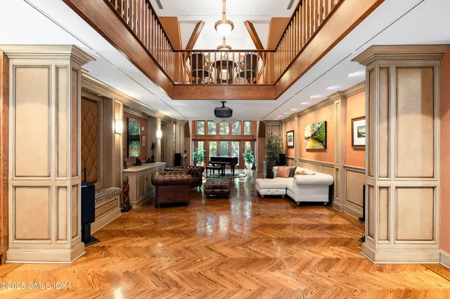 a bedroom with a bed and a fireplace