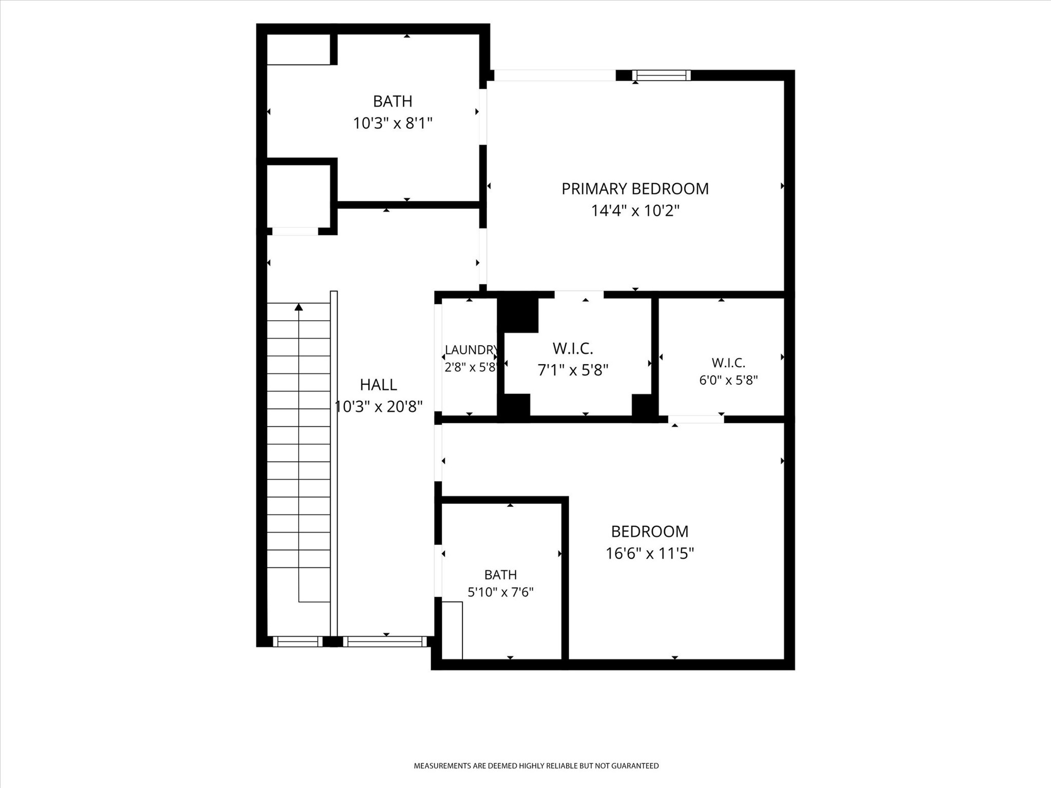 2000 Riverside Farms Road, Unit 8101 Austin, TX 78741 - Photo 41 of 41 This floor plan features a primary bedroom with two walk-in closets, a second bedroom, two bathrooms, a laundry area, and a central hall with stairs.