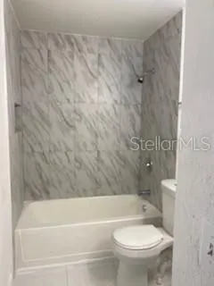 a bathroom with a toilet and a bathtub