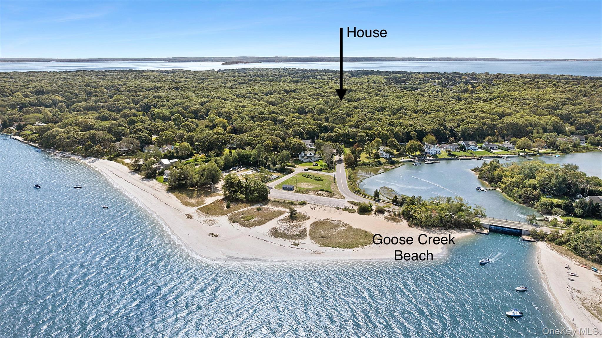 3470 North Bayview Road Southold, NY 11971 - Photo 20 of 25 Bird's eye view of a heavily wooded area and a large body of water