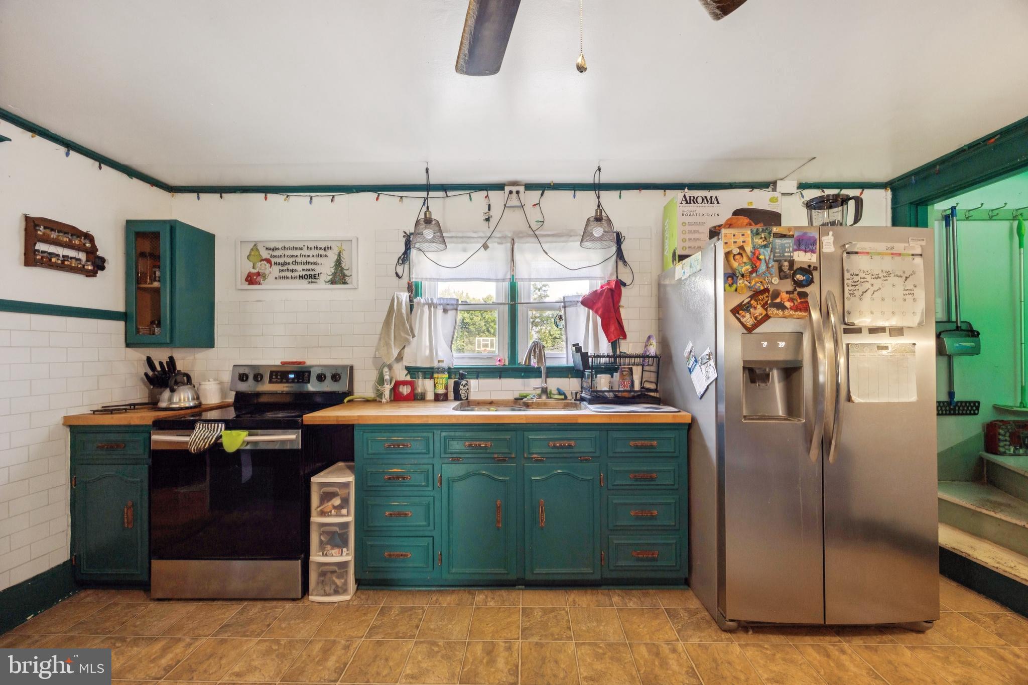 221 Kite Hollow Road Stanley, VA 22851 - Photo 6 of 33 Charming kitchen with vintage teal cabinetry.