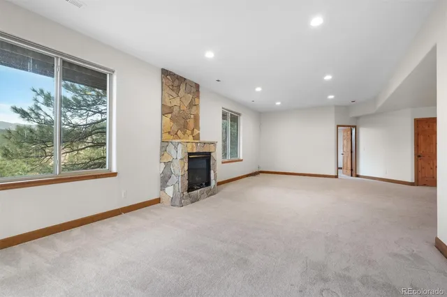 an empty room with windows