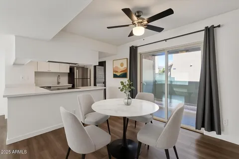 a view of a hardwood floor in a room
