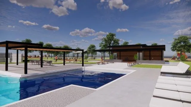 an outdoor space with patio