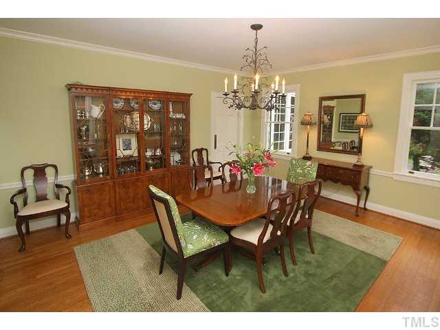 3938 Dover Road Durham, NC 27707 - Photo 5 of 11 Large dining room has two walls of windows and receives beautiful light from dawn to dusk.