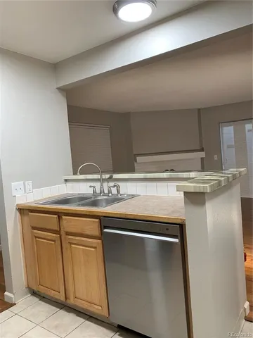 a close view of sink and microwave