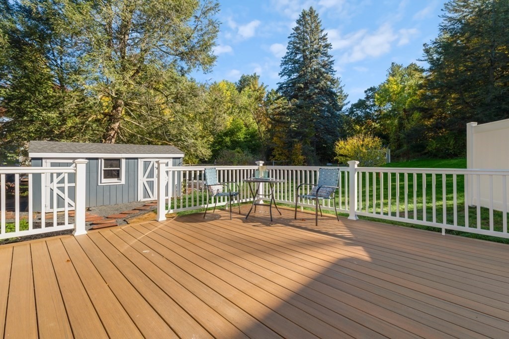15 Red Acre Road Stow, MA 01775 - Photo 29 of 42 a view of a deck with wooden floor and fence with a large garden