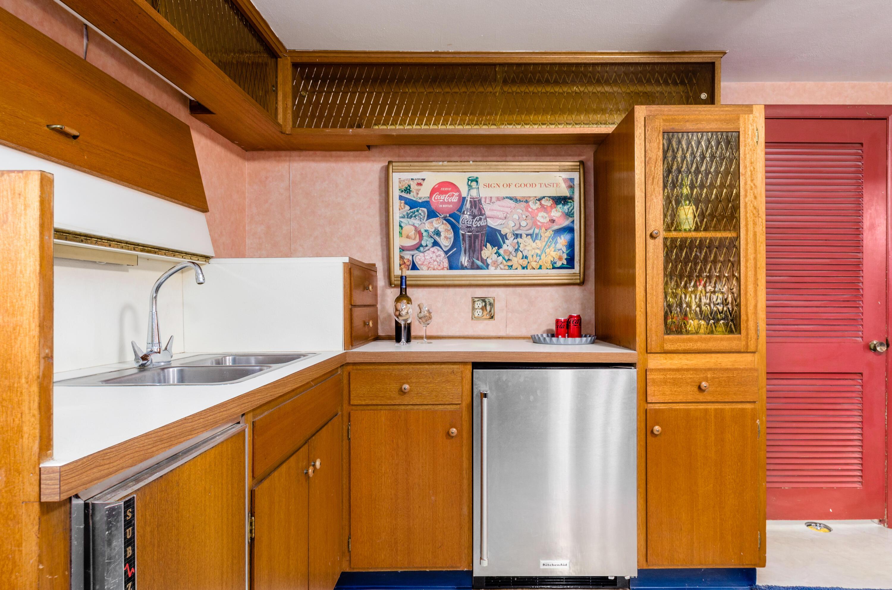 6665 Merwin Road Columbus, OH 43235 - Photo 33 of 58 Vintage cool kitchenette with wet bar, Kitchen Air stainless steel beverage fridge and built-ins!