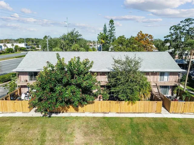 an aerial view of a house